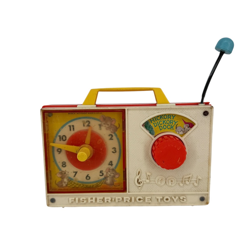 Fisher Price Hickory Dickory Dock Music Box Radio Wind Up Toy 107 Vintage 60s